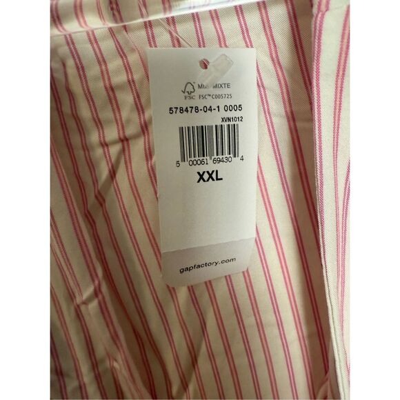 GAP 100% Rayon Short Sleeve V Neck Striped Top Pink & White XXL NWT - Picture 2 of 5
